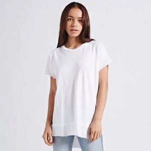 (2 Shirts) Current/Elliott High Low Layered Shirts in White and Gray